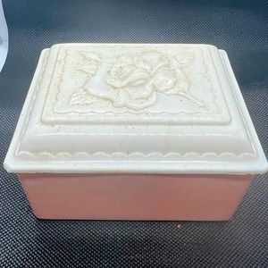 🎉Vintage🎉 Fire King Rose Colored Powder Box